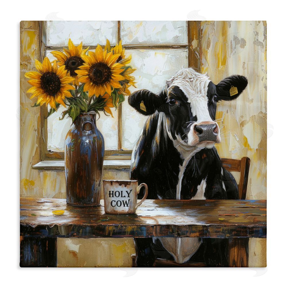 Tina LeCour Holy Cow Rustic Farm Table Stretched Canvas Wall Art
