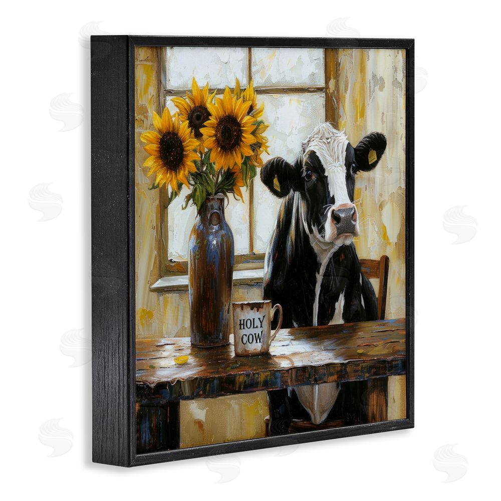 Tina LeCour Holy Cow Rustic Farm Table Blacked Framed Giclee Wall Art Print