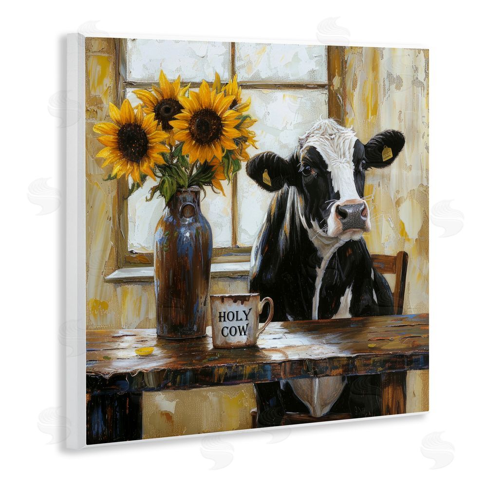 Tina LeCour Holy Cow Rustic Farm Table Wooden Wall Plaque Art Print