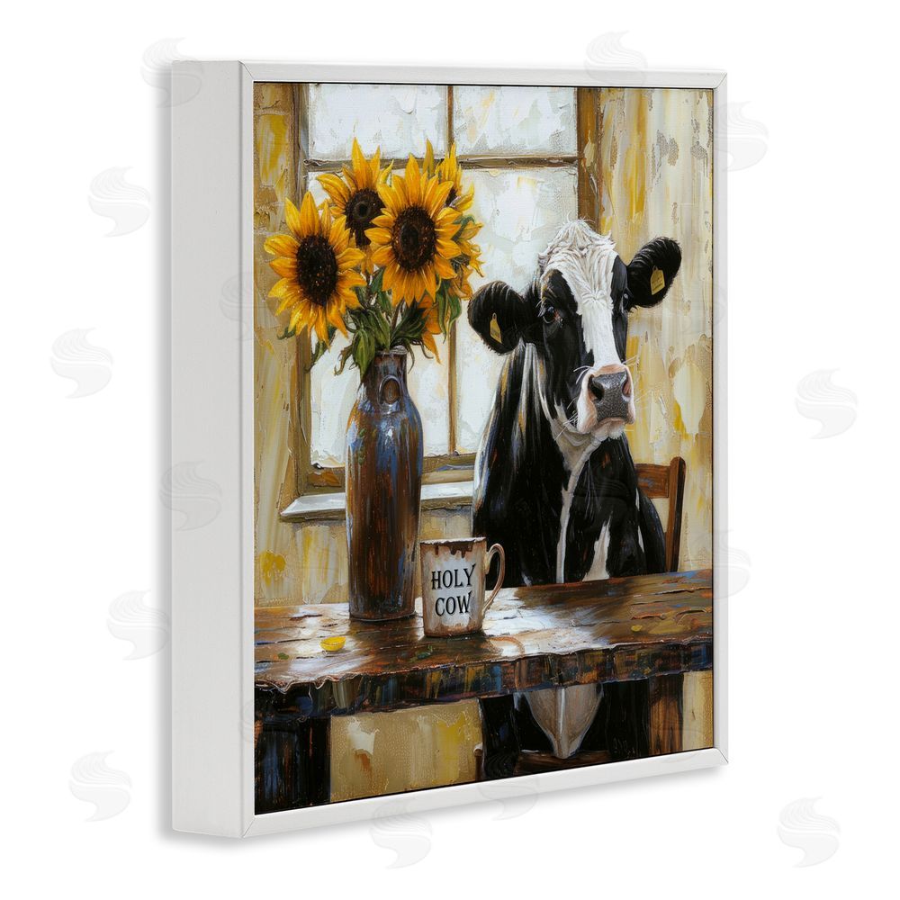 Tina LeCour Holy Cow Rustic Farm Table White Framed Giclee Wall Art Print