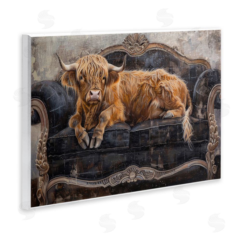 Tina LeCour Cozy Couch Highland Cow Wall Plaque Art Print