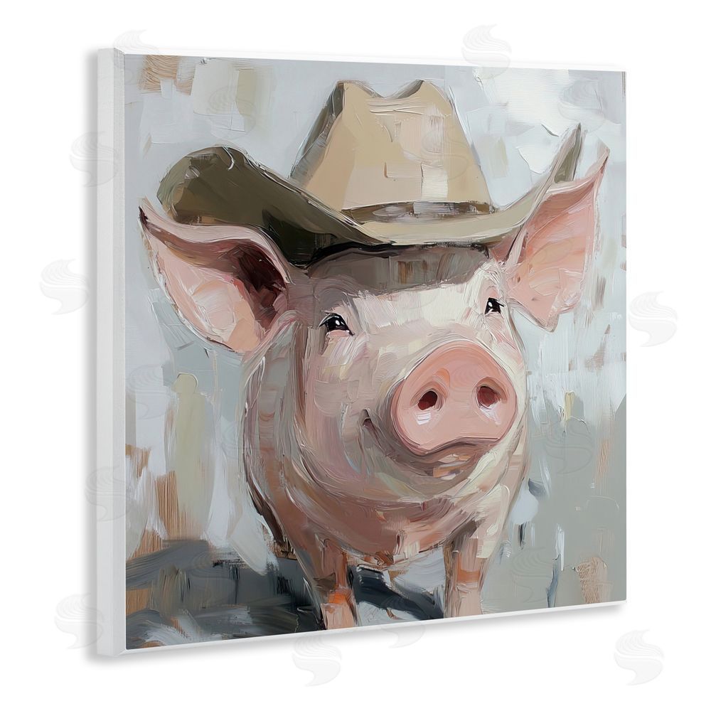 Tina LeCour Cowboy Chester Pig Wall Plaque Art Print