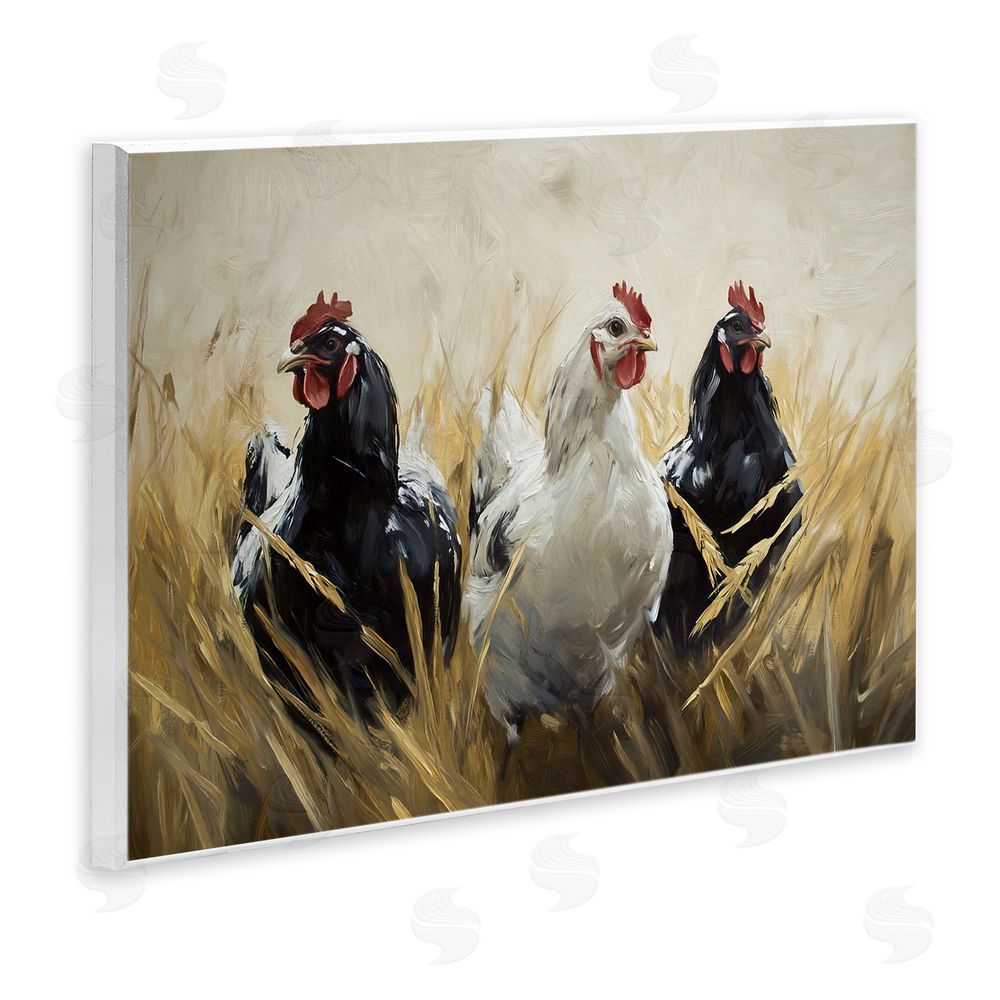 Tina LeCour Chickens In Wheat Field Wall Plaque Art Print