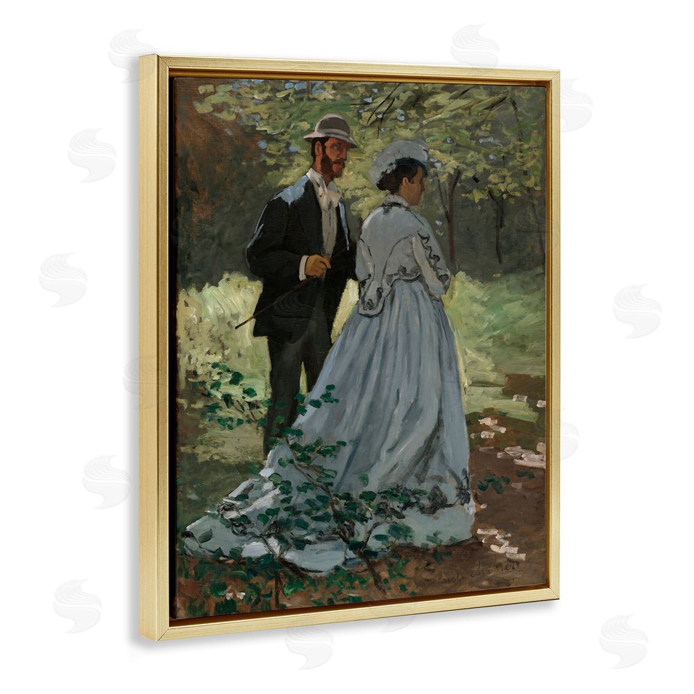 Tina LeCour Bazille & Camille in Nature Gold Floating Frame Canvas Wall Art Print