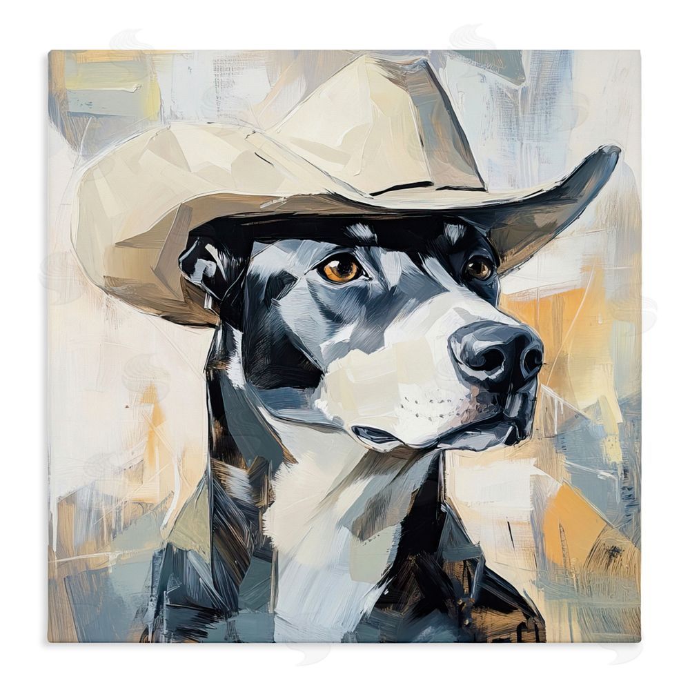 Tina LeCour Deputy Dog Cowboy Hat Stretched Canvas Wall Art