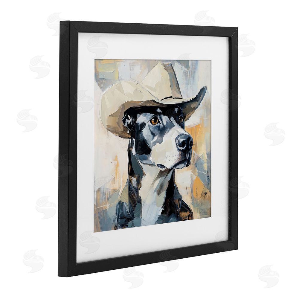 Tina LeCour Deputy Dog Cowboy Hat Black Framed Print Under Glass with Mat Wall Art