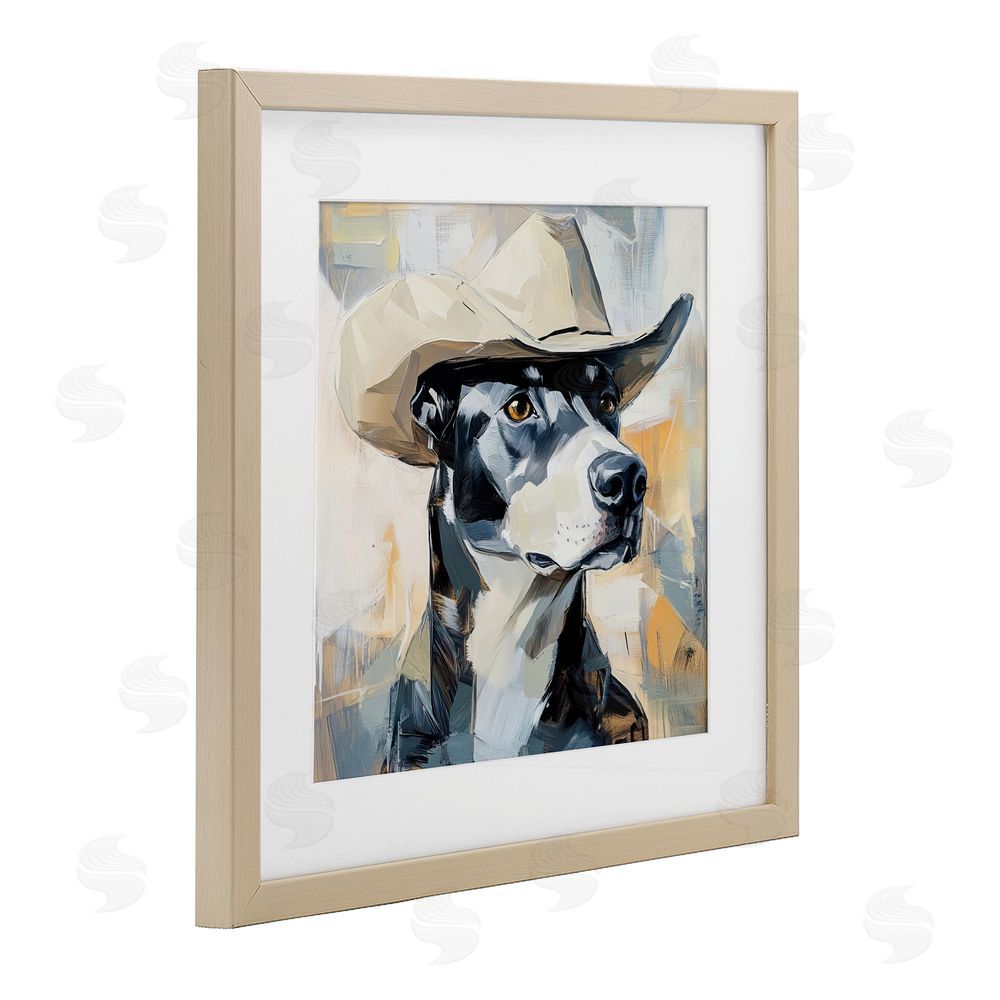 Tina LeCour Deputy Dog Cowboy Hat Brown Framed Print Under Glass with Mat Wall Art