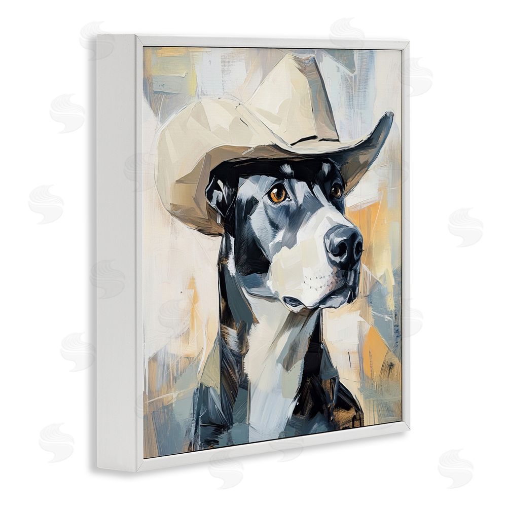 Tina LeCour Deputy Dog Cowboy Hat White Framed Giclee Wall Art Print