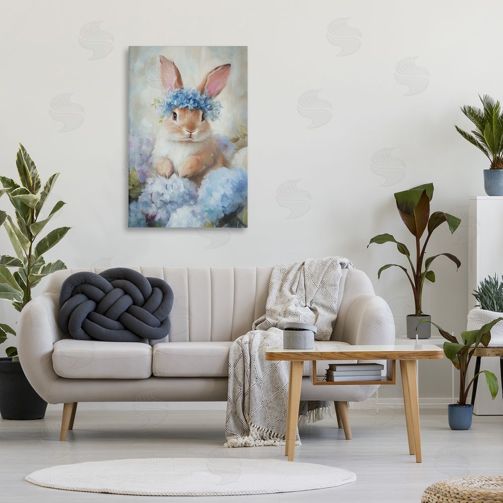 Tina LeCour Bunny In The Blossoms Stretched Canvas Wall Art in Room