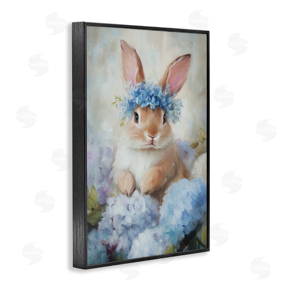 Tina LeCour Bunny In The Blossoms Black Framed Giclee Wall Art Print