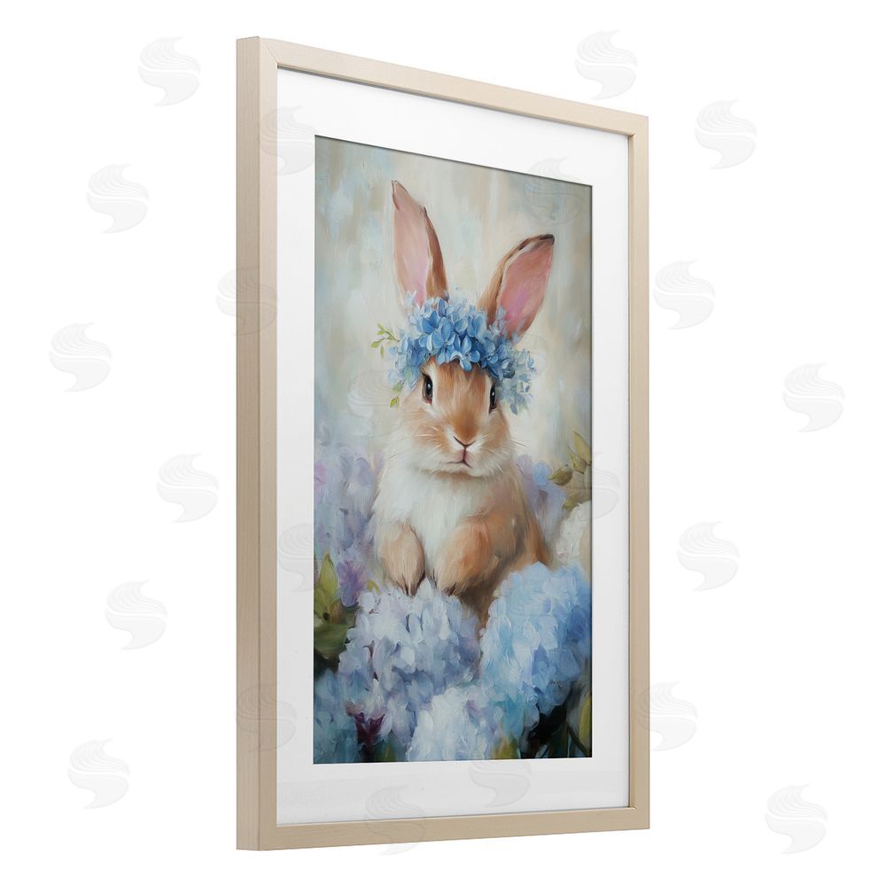 Tina LeCour Bunny In The Blossoms Birch Framed Print Under Glass Wall Art