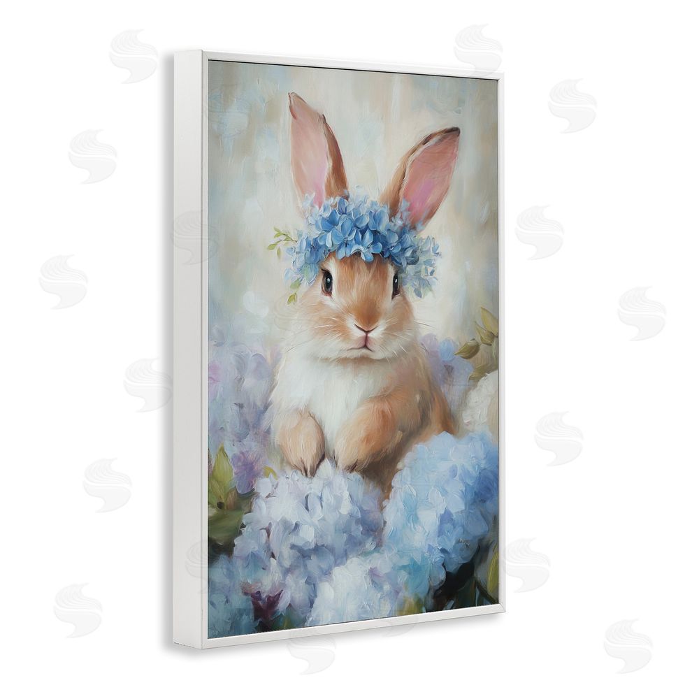 Tina LeCour Bunny In The Blossoms White Framed Giclee Wall Art Print