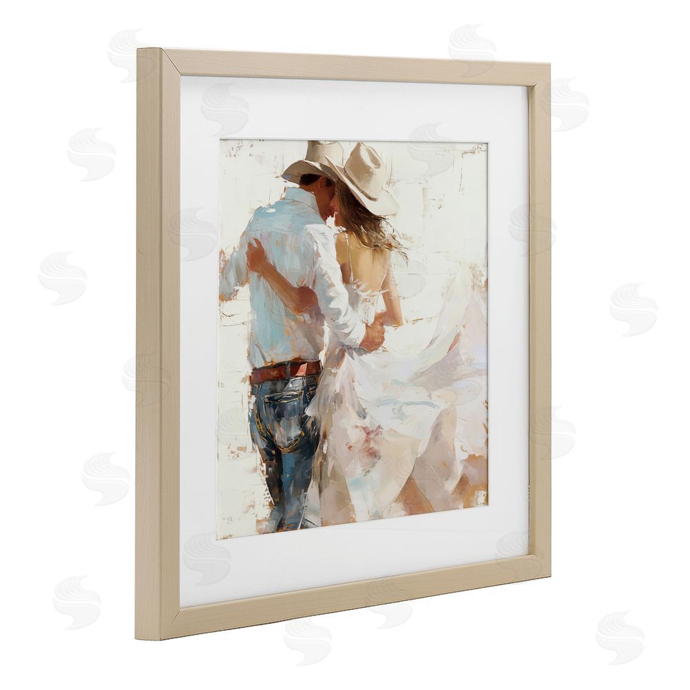 Tina LeCour Cowgirl Romance Couple Birch Framed Print Under Glass Wall Art