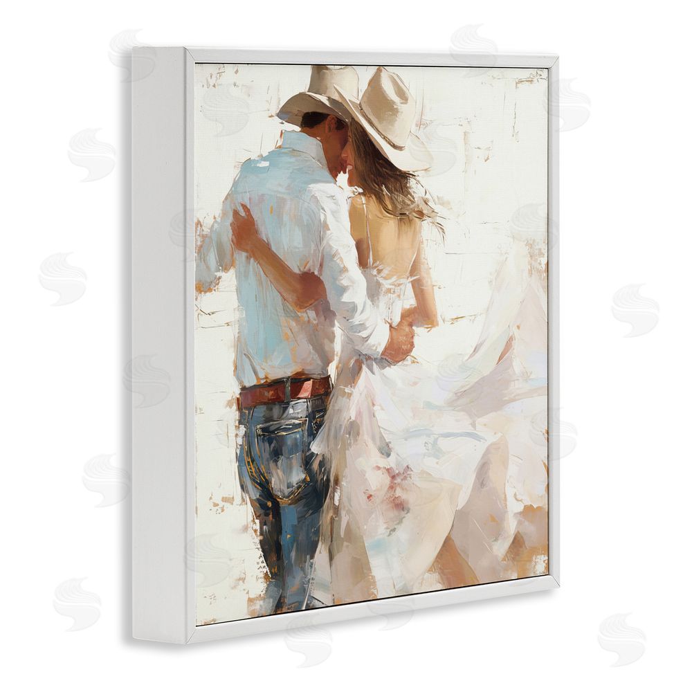 Tina LeCour Cowgirl Romance Couple White Framed Giclee Wall Art Print