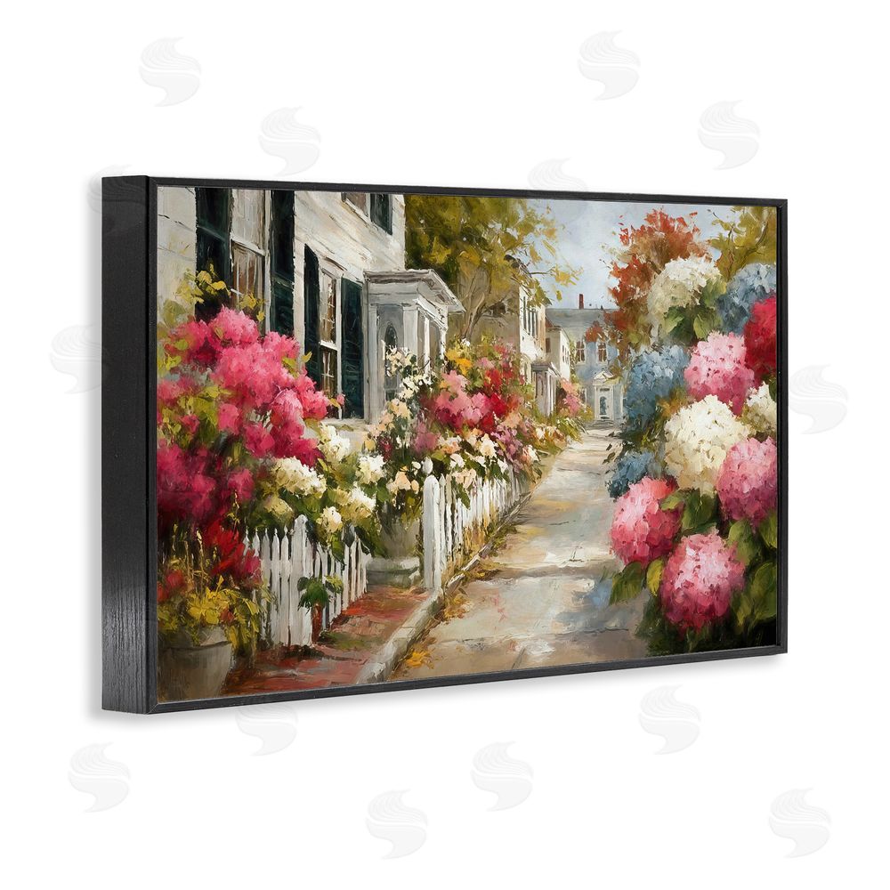 Tina LeCour Faded Shutters & Bursting Blooms Blacked Framed Giclee Wall Art Print