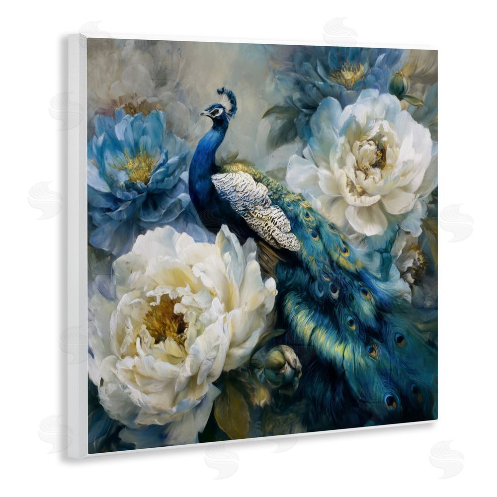 Tina LeCour Pretty Peacock with Roses Wall Plaque Art Print