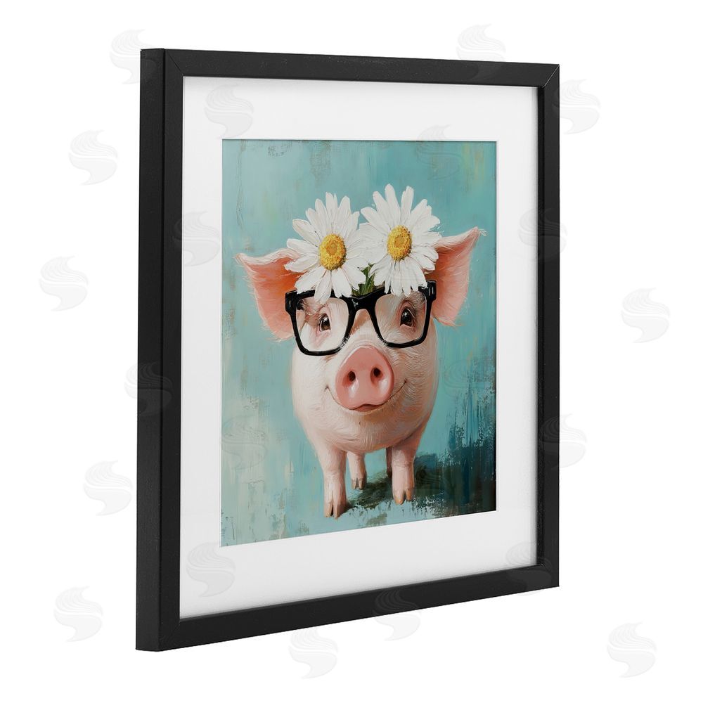 Tina LeCour Nerdy Natalie Piglet Black Framed Print Under Glass Wall Art