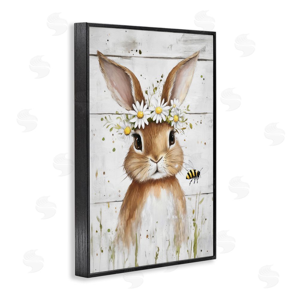 Tina LeCour The Bunny & The Bee Black Framed Giclee Wall Art Print