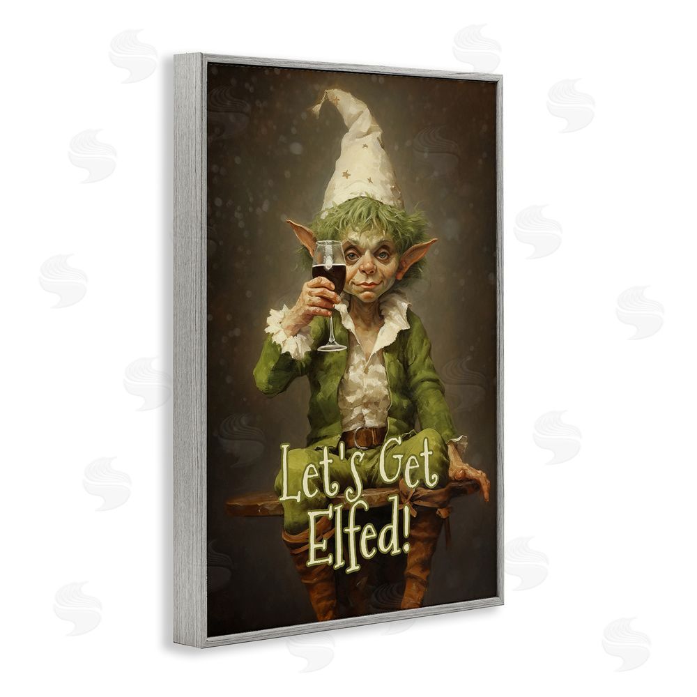 Tina LeCour Let's Get Elfed Gray Framed Giclee Wall Art Print
