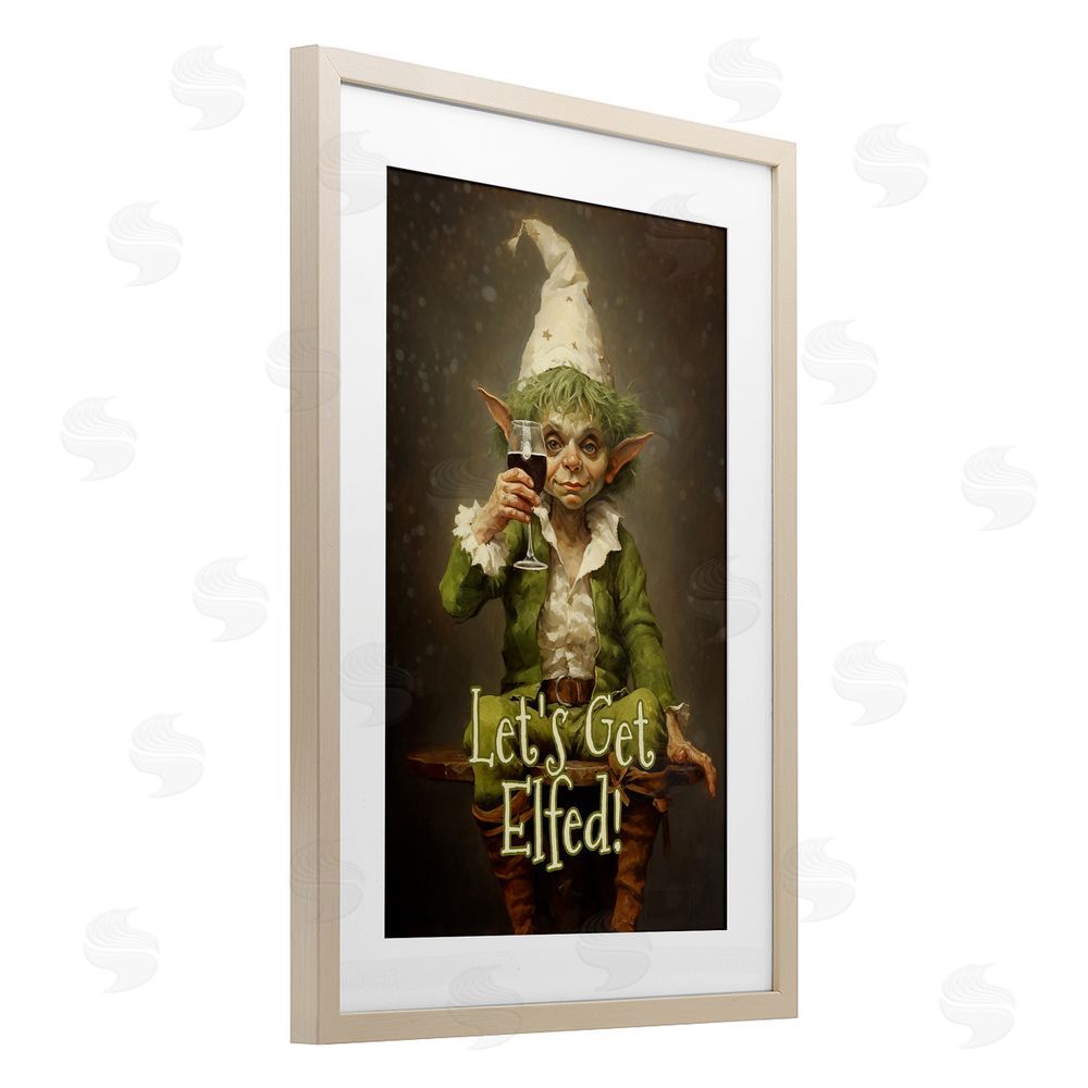 Tina LeCour Let's Get Elfed Brown Framed Print Under Glass with Mat Wall Art