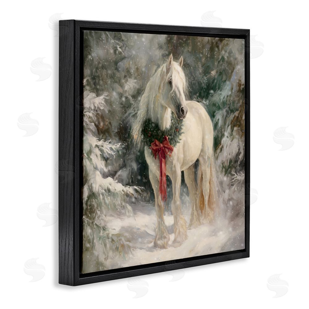 Tina LeCour Pretty Christmas Mare Black Floating Frame Canvas Wall Art Print