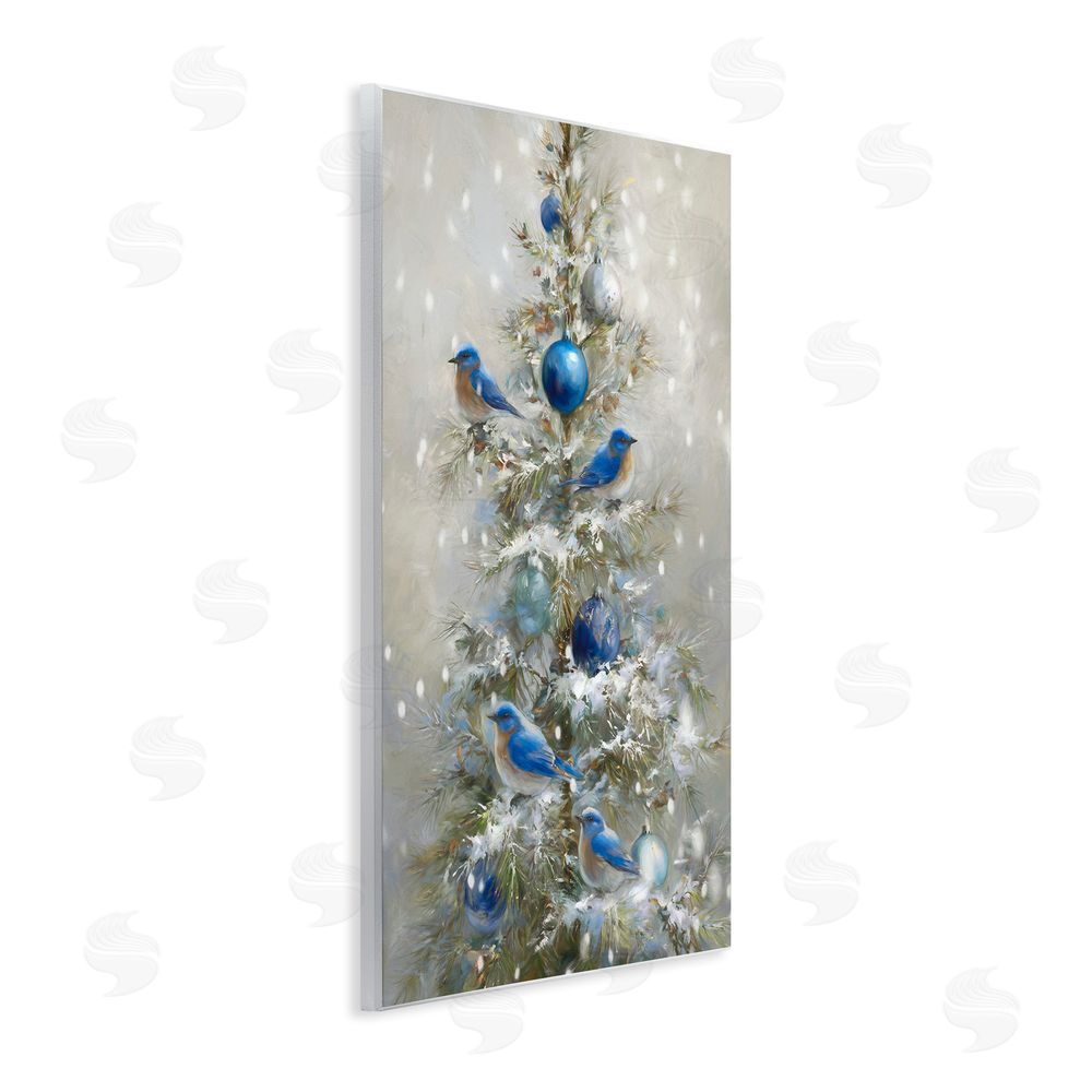 Tina LeCour Blue Bird Christmas Tree Wall Plaque Art Print
