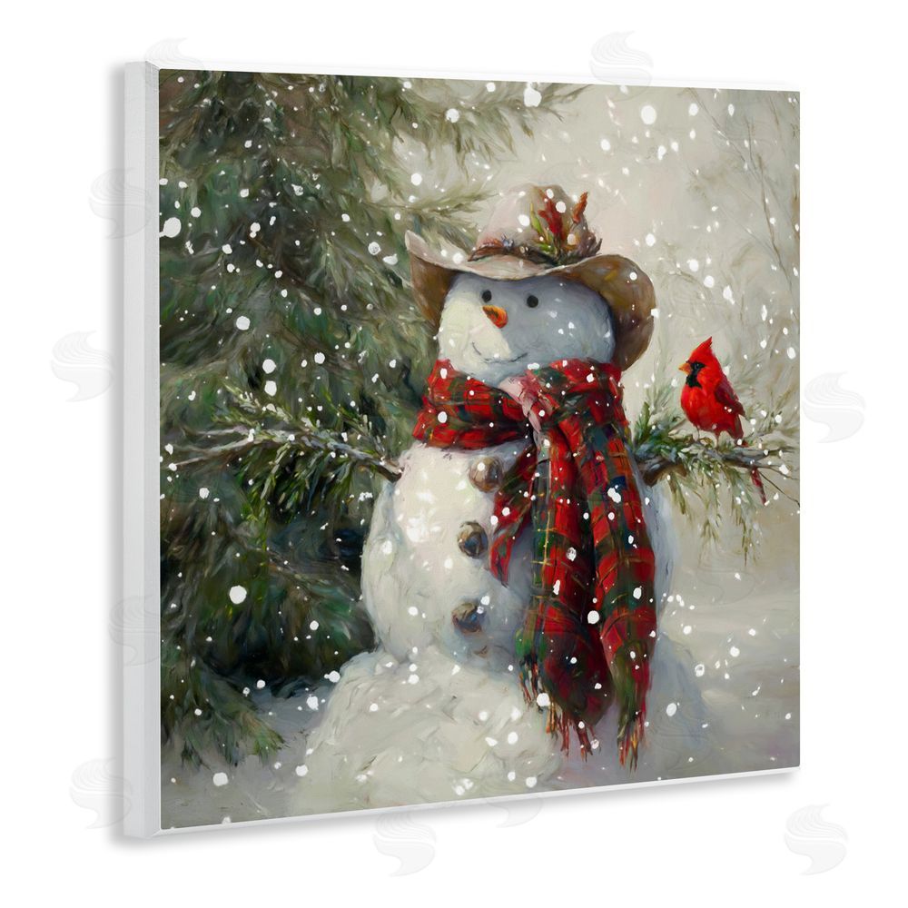 Tina LeCour Cowboy Snowman & Cardinal Wall Plaque Art Print