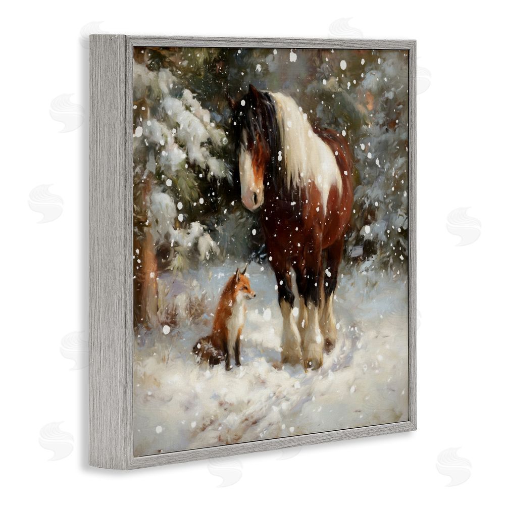 Tina LeCour The Horse & The Fox Gray Framed Giclee Wall Art Print