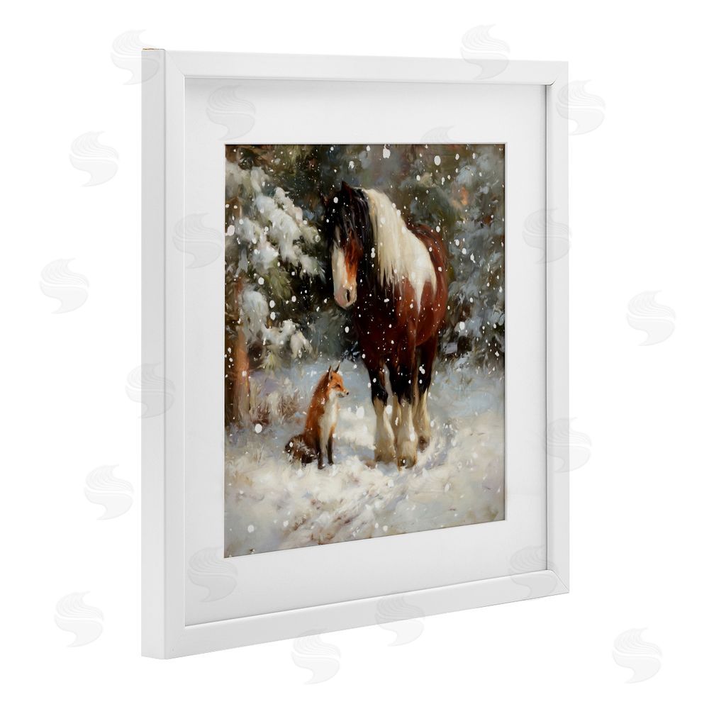 Tina LeCour The Horse & The Fox White Framed Print Under Glass Wall Art