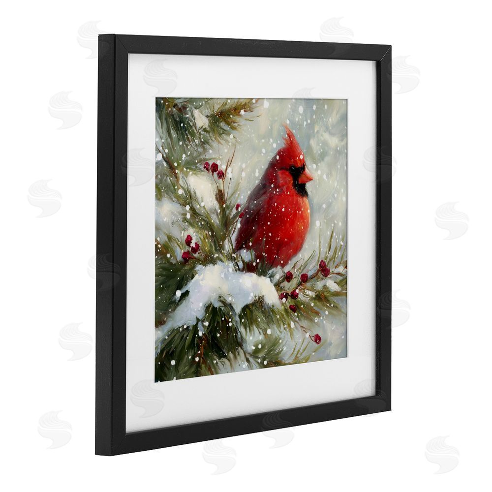 Tina LeCour Winter's Red Jewel Black Framed Print Under Glass Wall Art