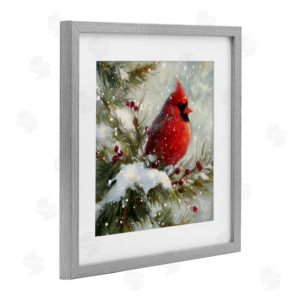 Tina LeCour Winter's Red Jewel Gray Framed Print Under Glass Wall Art
