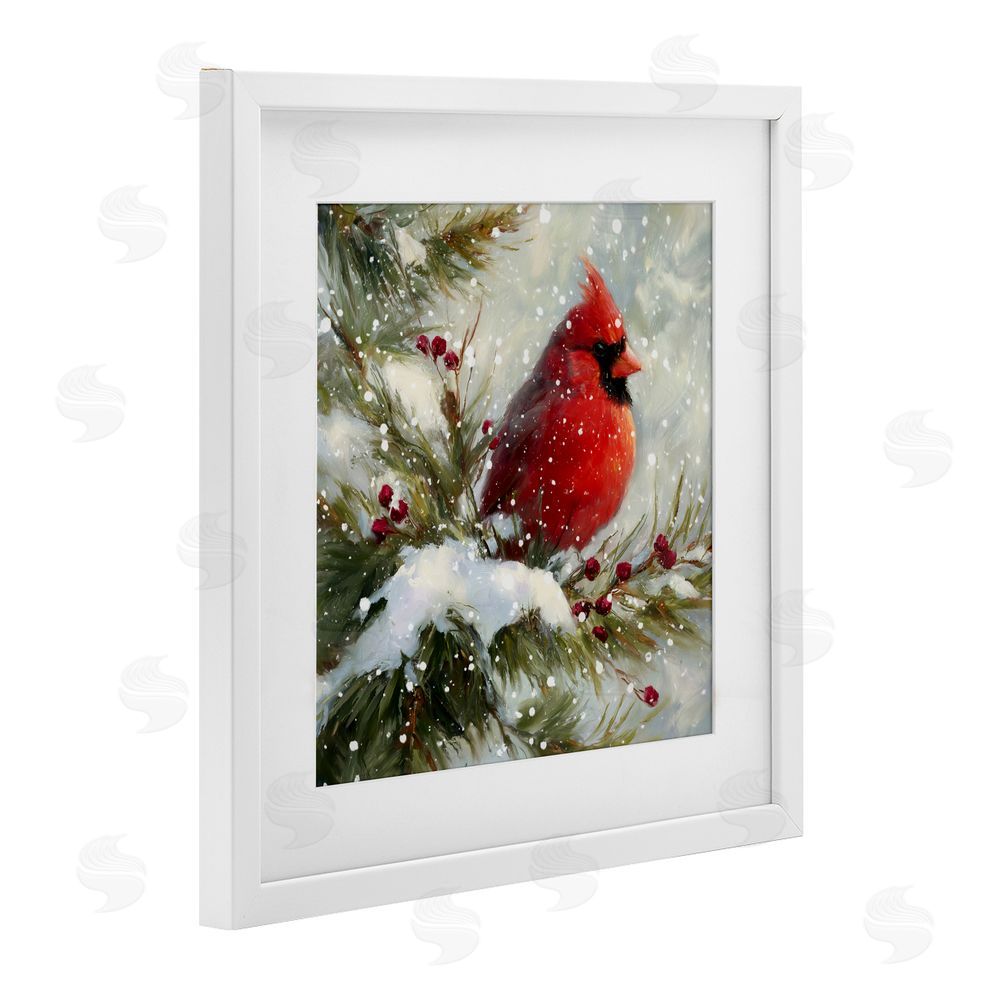 Tina LeCour Winter's Red Jewel White Framed Print Under Glass Wall Art
