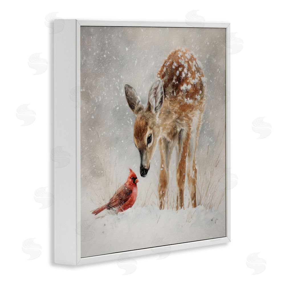 Tina LeCour Little Fawn & The Cardinal White Framed Giclee Wall Art Print