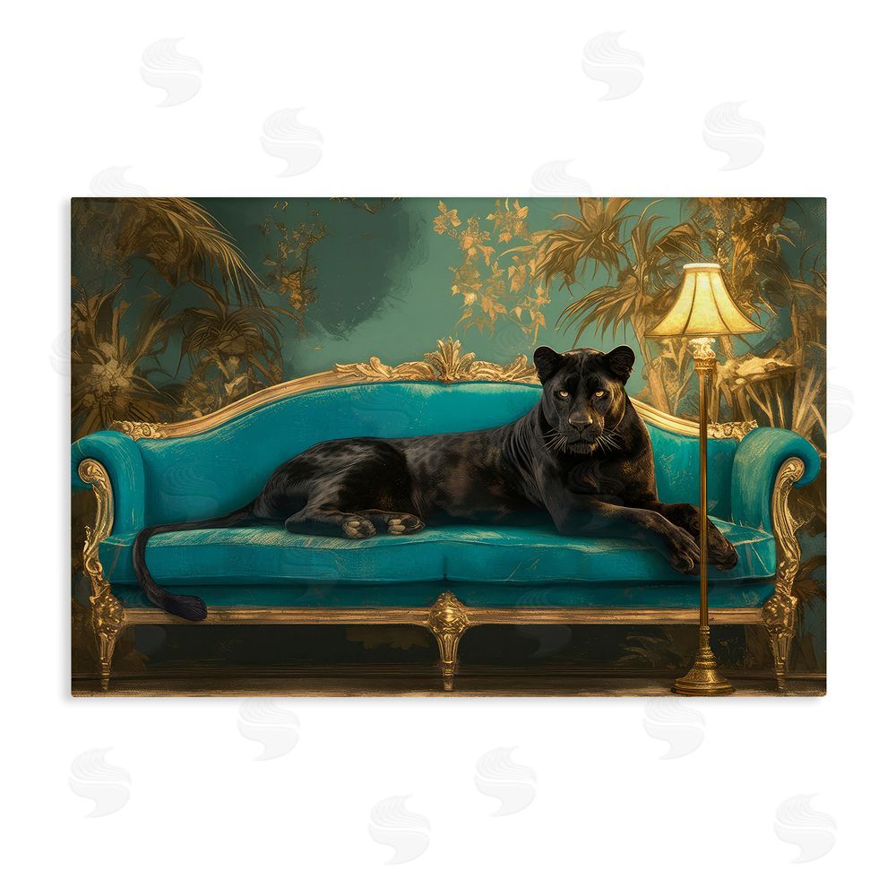 Tina LeCour Exotic Lounging Panther Stretched Canvas Wall Art