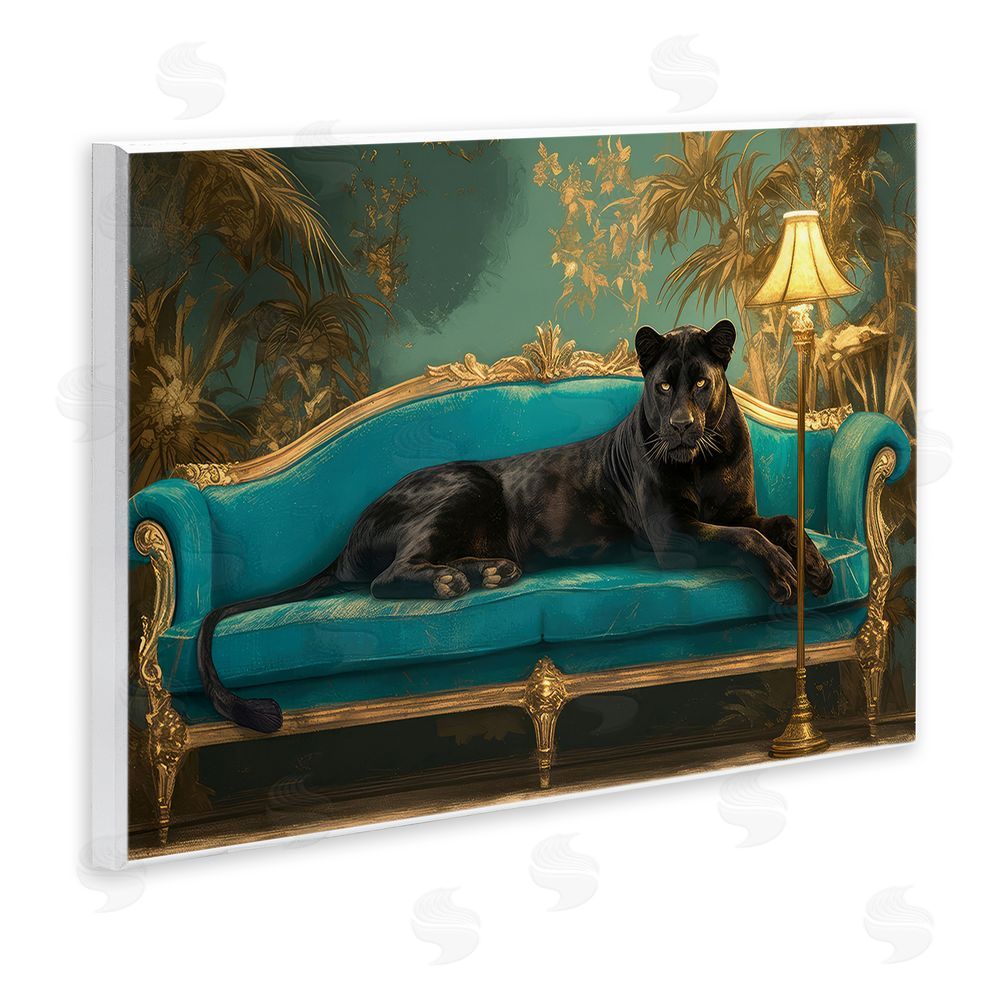 Tina LeCour Exotic Lounging Panther Wooden Wall Plaque Art Print