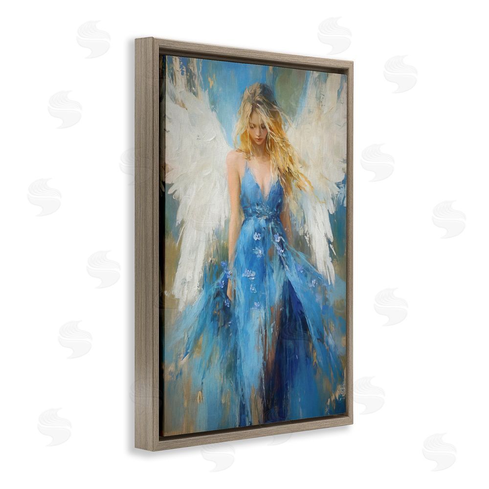 Tina LeCour Blue Flame of Hope Brown Floating Frame Canvas Wall Art Print