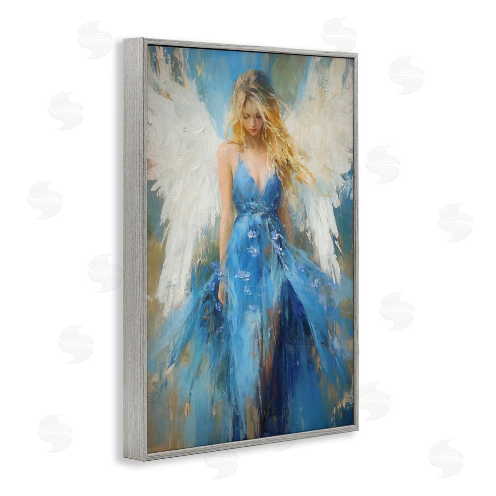 Tina LeCour Blue Flame of Hope Gray Framed Giclee Wall Art Print