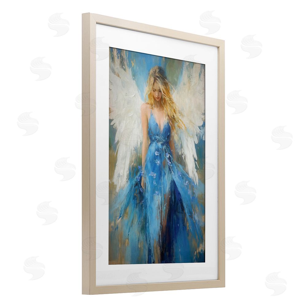 Tina LeCour Blue Flame of Hope Birch Framed Print Under Glass Wall Art