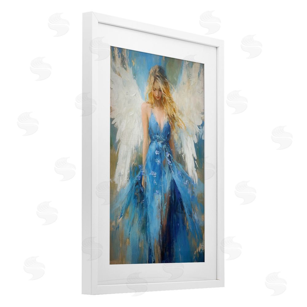 Tina LeCour Blue Flame of Hope White Framed Print Under Glass Wall Art