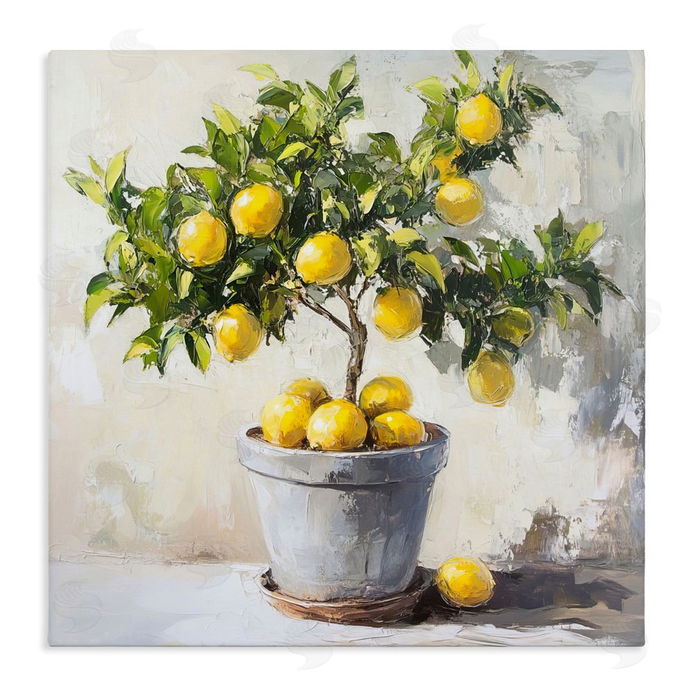 Tina LeCour Falling Lemon Tree Stretched Canvas Wall Art