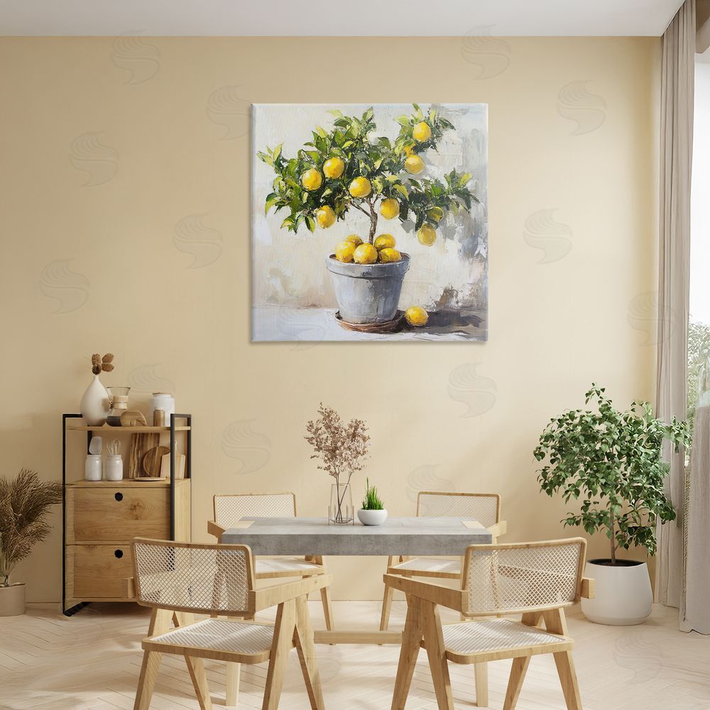 Tina LeCour Falling Lemon Tree Stretched Canvas Wall Art in Room