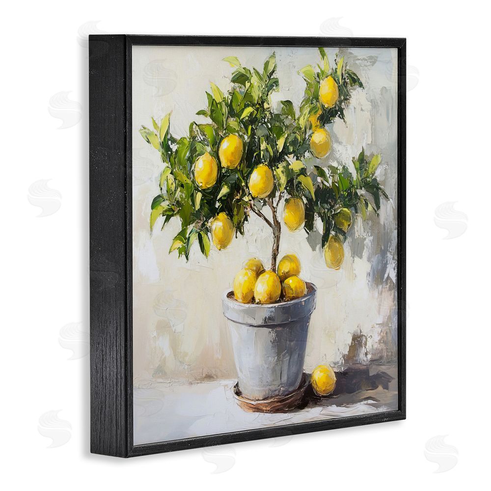 Tina LeCour Falling Lemon Tree Blacked Framed Giclee Wall Art Print