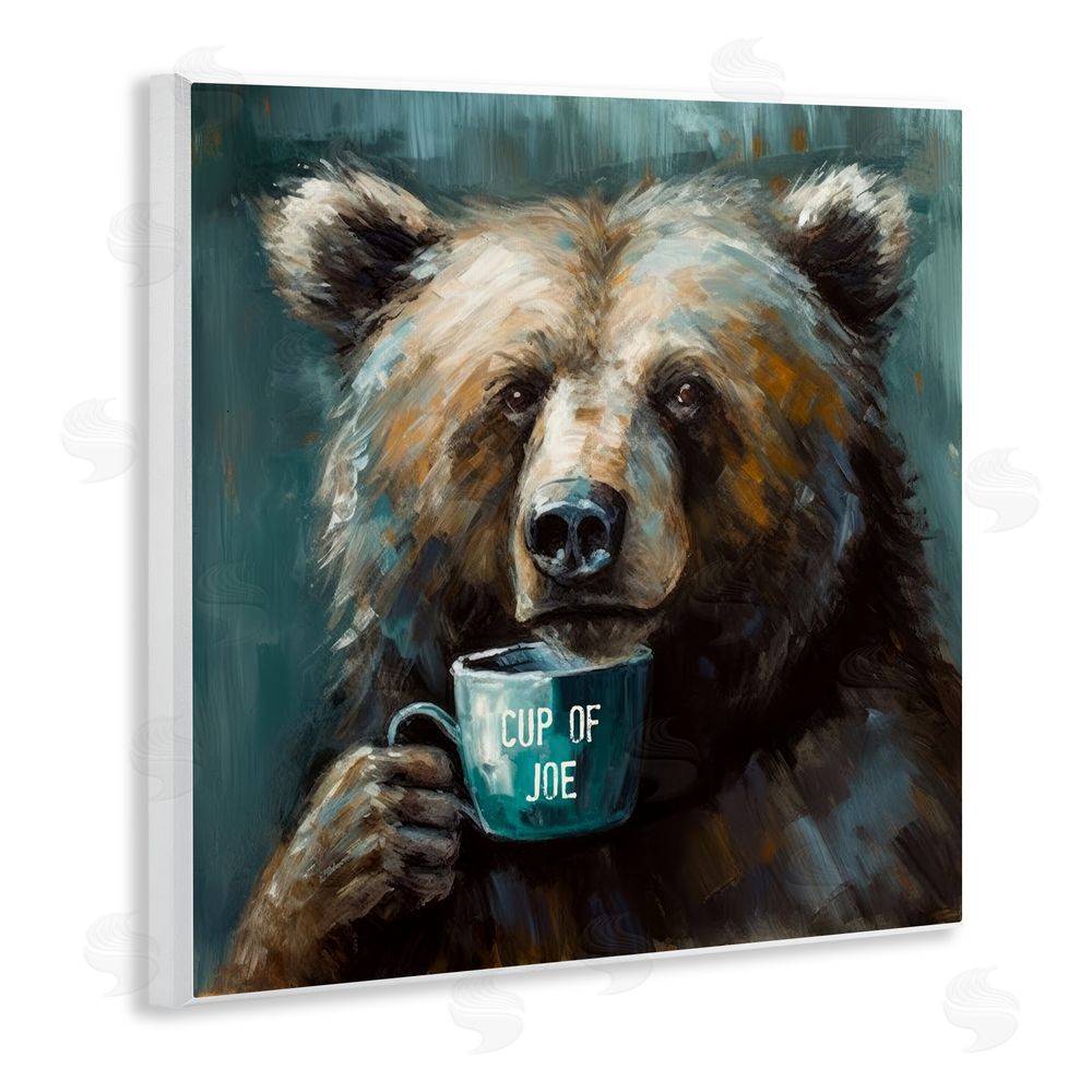 Tina LeCour Bear with Cup Of Joe Wall Plaque Art Print