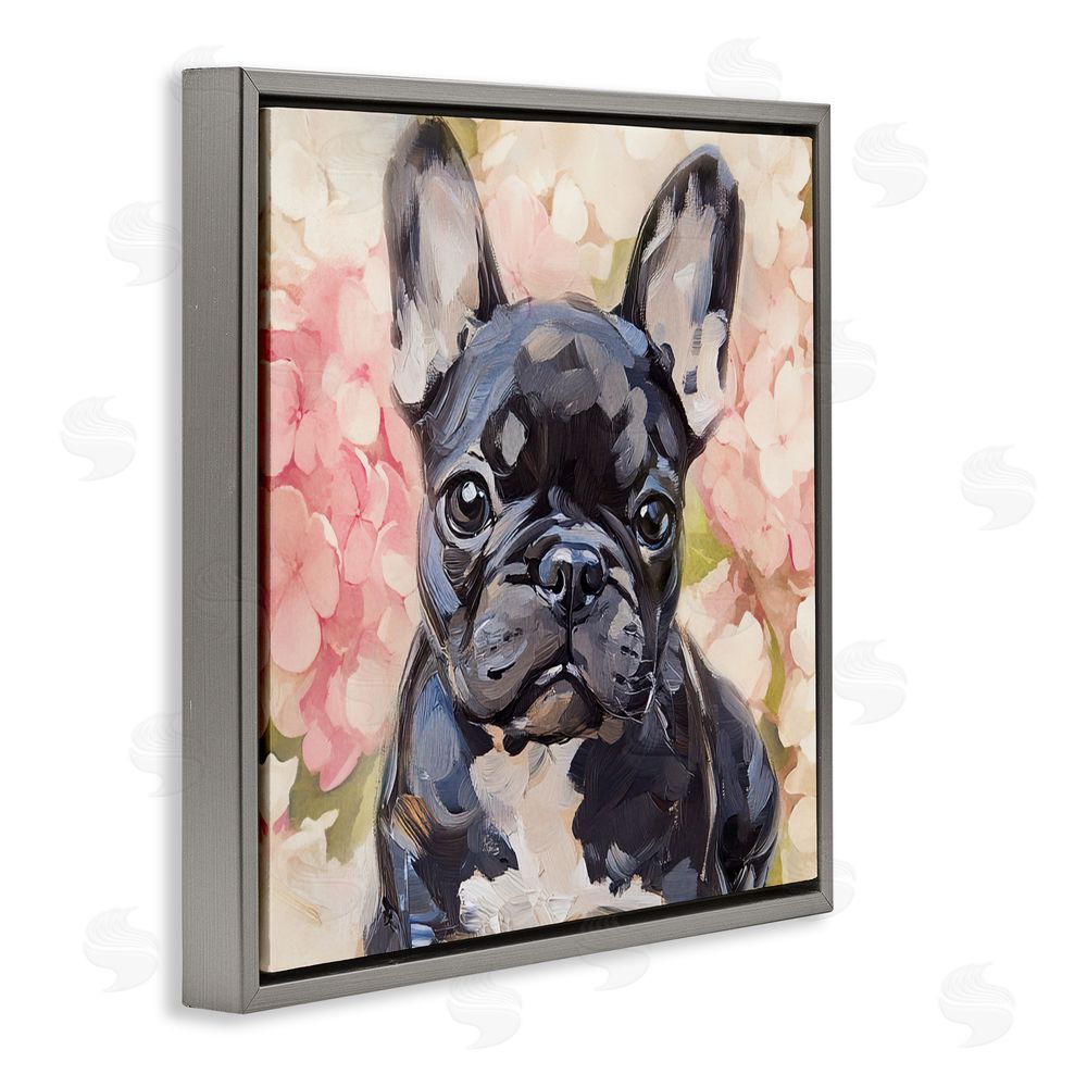 Tina LeCour Sweetest Little Bulldog Gray Floating Frame Canvas Wall Art Print
