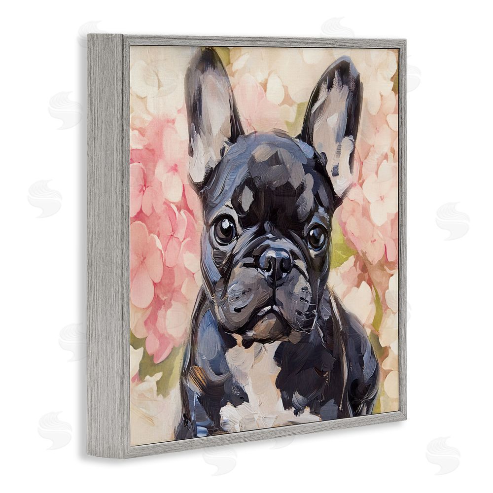 Tina LeCour Sweetest Little Bulldog Gray Framed Giclee Wall Art Print
