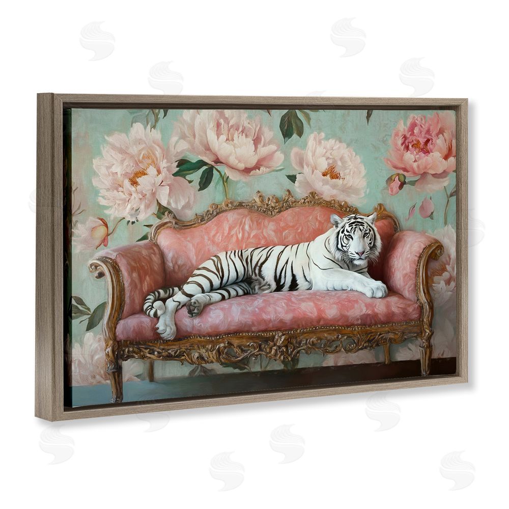 Tina LeCour Where The Tiger Dreams Brown Floating Frame Canvas Wall Art Print