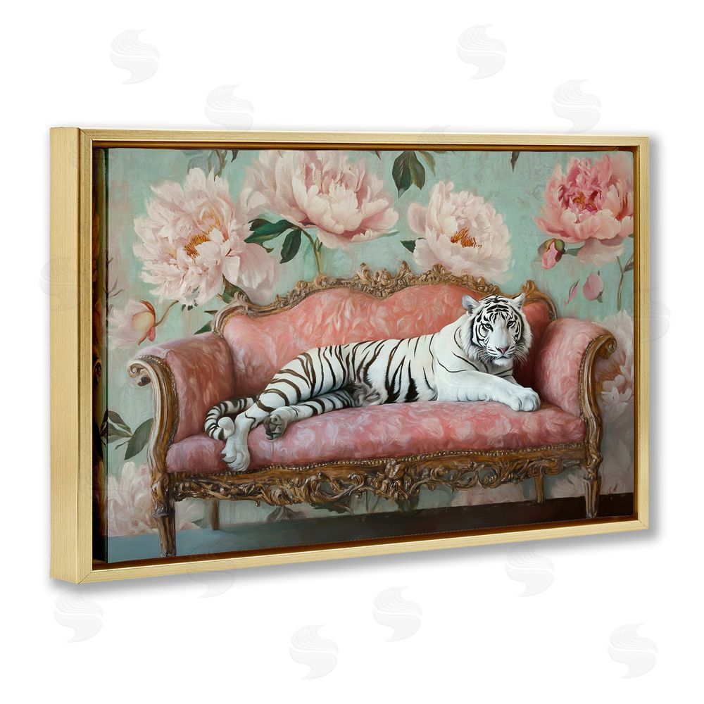 Tina LeCour Where The Tiger Dreams Gold Floating Frame Canvas Wall Art Print