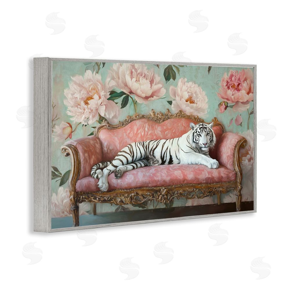Tina LeCour Where The Tiger Dreams Gray Framed Giclee Wall Art Print