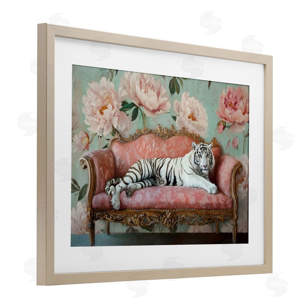 Tina LeCour Where The Tiger Dreams Brown Framed Print Under Glass Wall Art