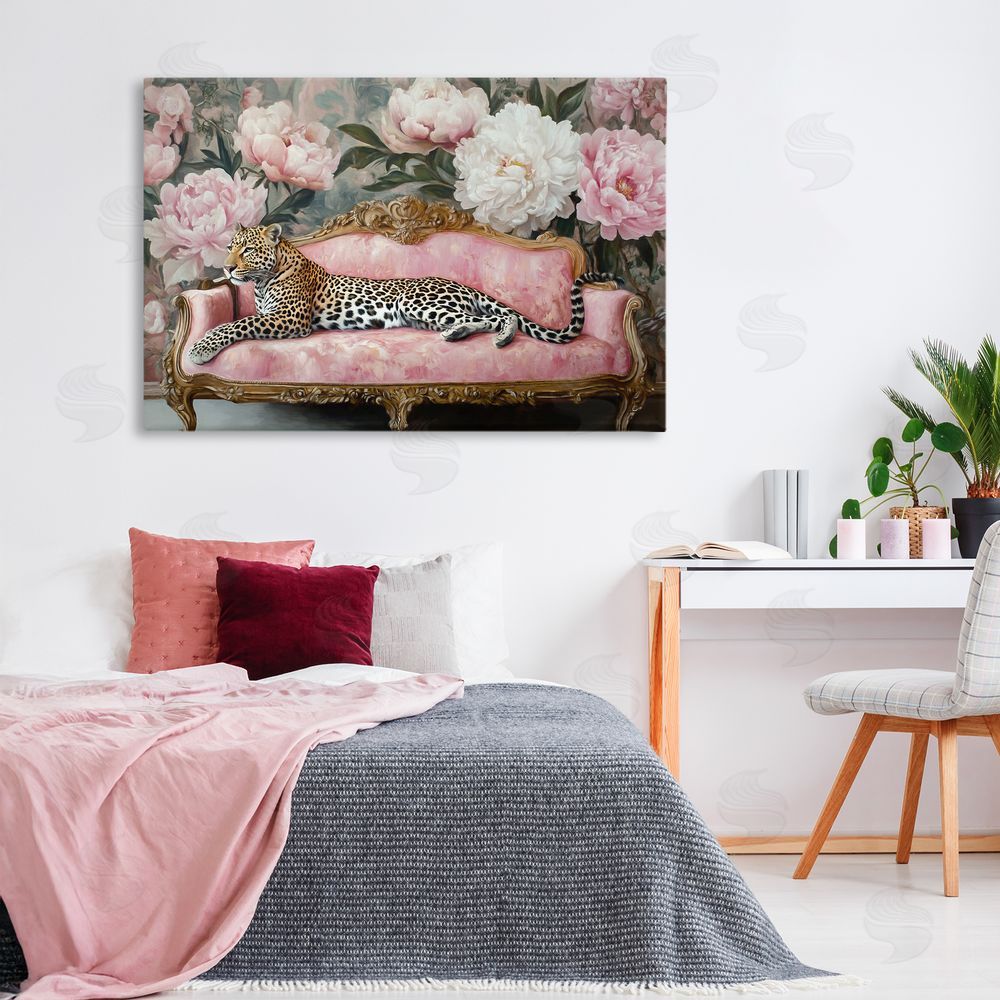Tina LeCour Where The Leopard Dreams Stretched Canvas Wall Art Print in Room
